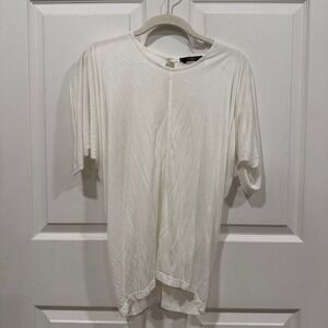 Amber Sakai Women's White Light Jersey Dolman Sleeve Draped T-Shirt Top‎ Size S
